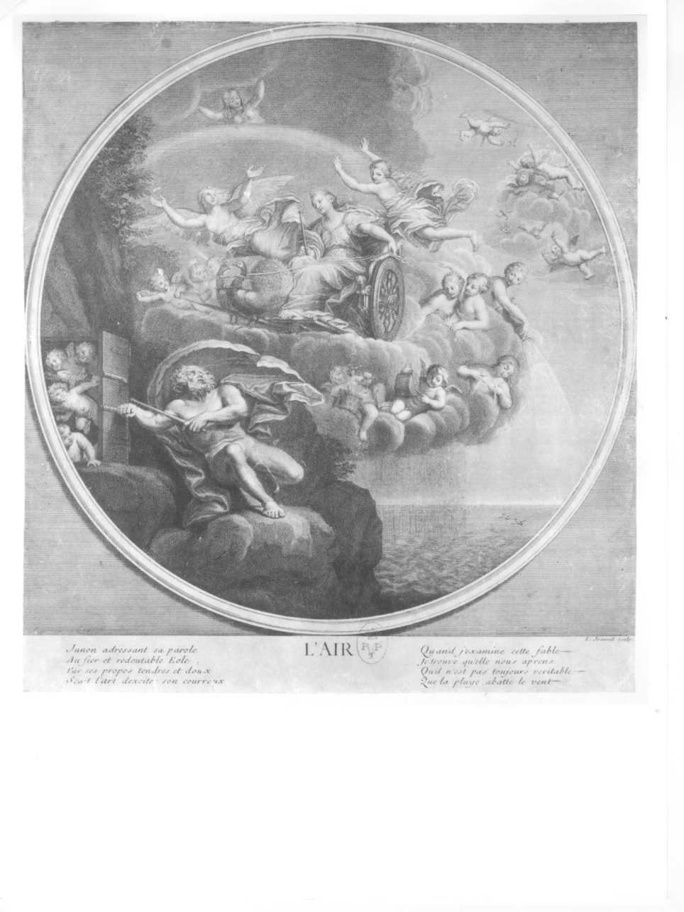 l'Aria, allegorie dei quattro elementi: aria (stampa smarginata, elemento d'insieme) di Albani Francesco, Jeaurat Edme (secc. XVII/ XVIII)