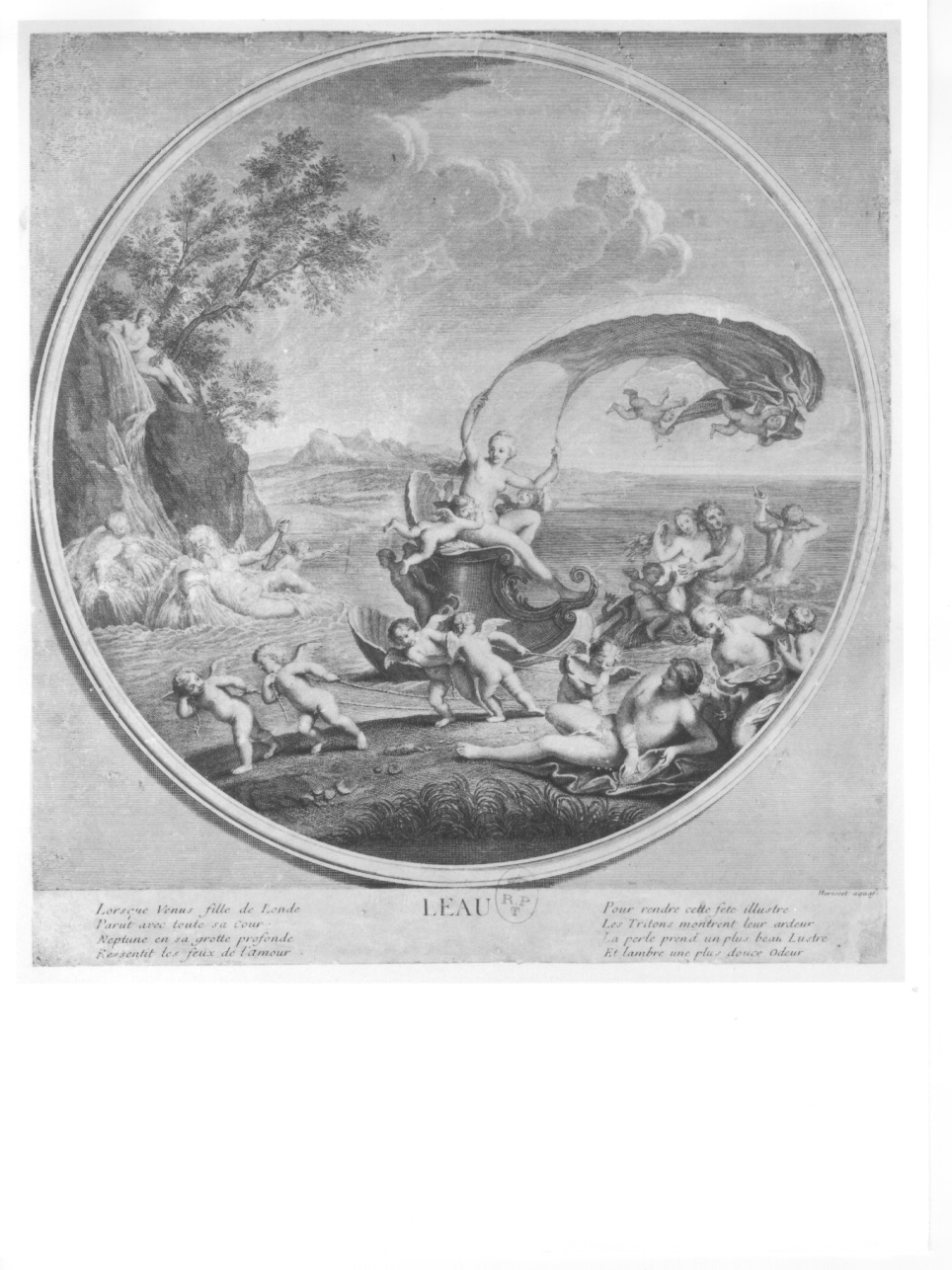 l'Acqua, allegorie dei quattro elementi: acqua (stampa, elemento d'insieme) di Albani Francesco, Herisset Antoine (secc. XVII/ XVIII)