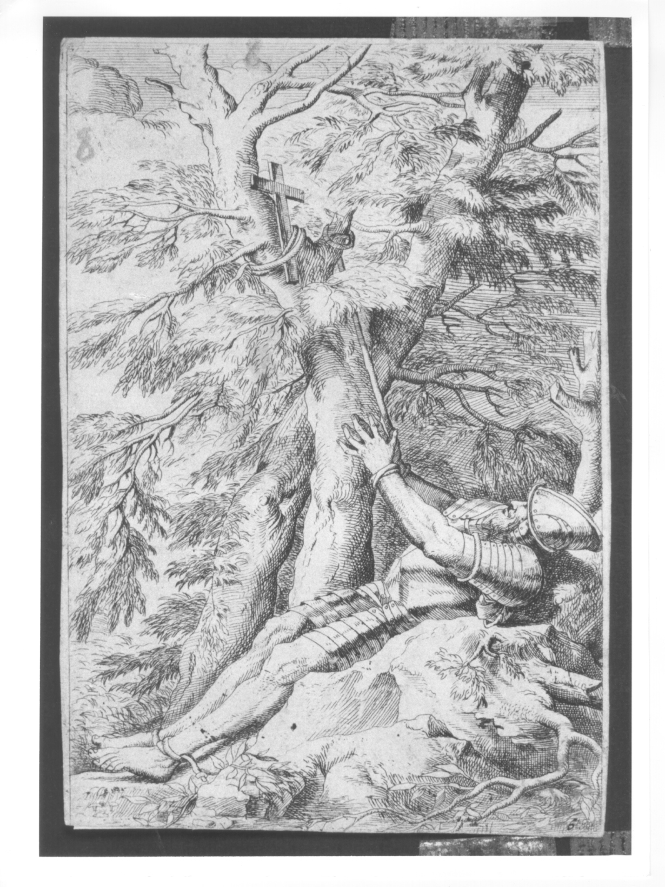 San Guglielmo di Malavalle, episodio della vita di San Guglielmo eremita (stampa) di Rosa Salvatore (terzo quarto sec. XVII)