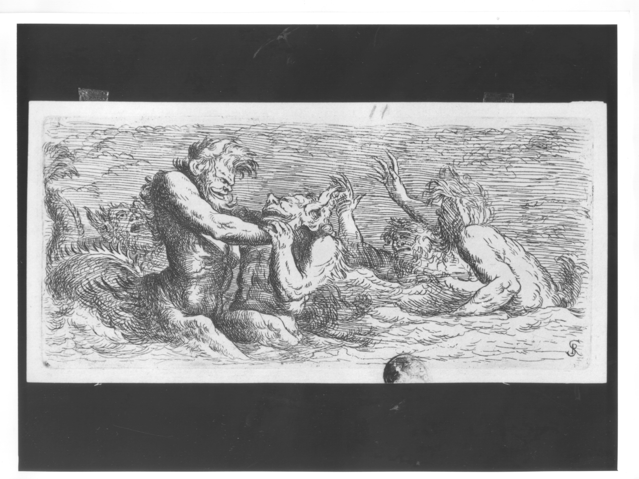 Combattimento di tritoni, combattimento fra tritoni (stampa smarginata) di Rosa Salvatore (terzo quarto sec. XVII)