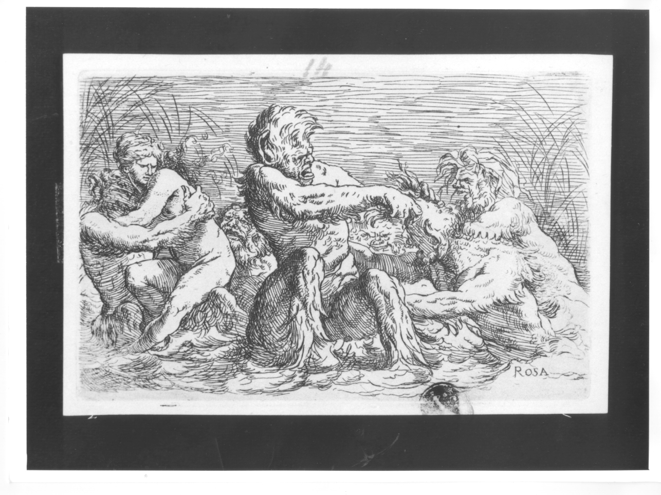 Combattimento di tritoni, Nereide e tritoni (stampa smarginata) di Rosa Salvatore (terzo quarto sec. XVII)