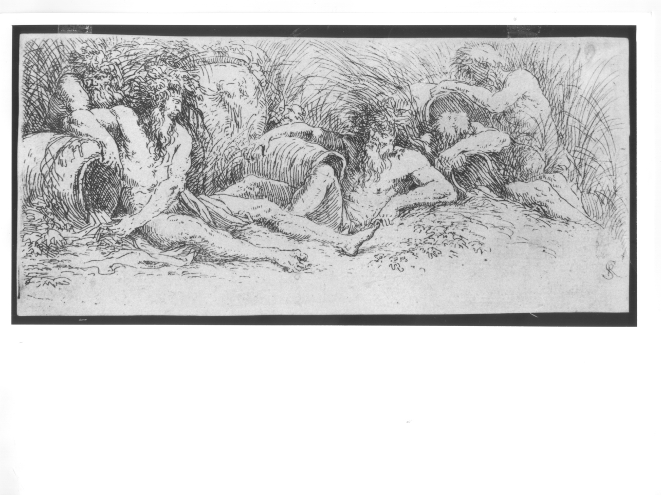 Cinque fiumi, personificazione di cinque fiumi (stampa smarginata) di Rosa Salvatore (terzo quarto sec. XVII)