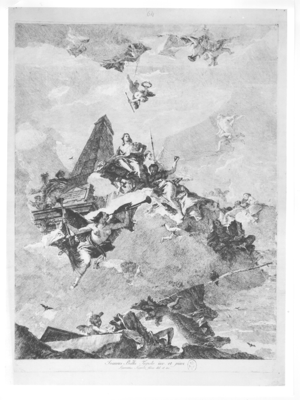 La gloria degli eroi, gloria degli eroi (stampa) di Tiepolo Giovanni Battista, Tiepolo Lorenzo (seconda metà sec. XVIII)