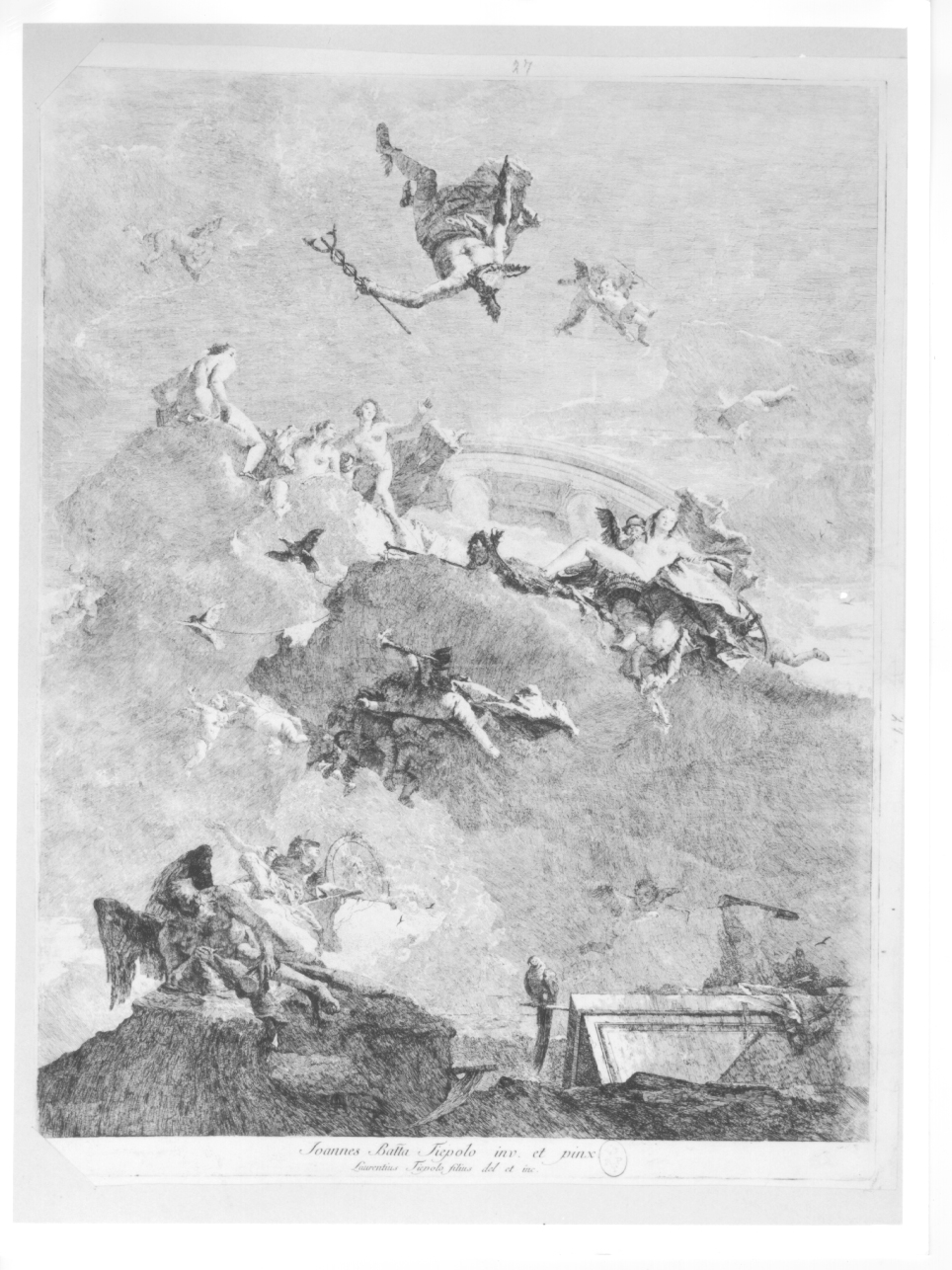 Il Trionfo di Venere, trionfo di Venere (stampa smarginata) di Tiepolo Giovanni Battista, Tiepolo Lorenzo (seconda metà sec. XVIII)