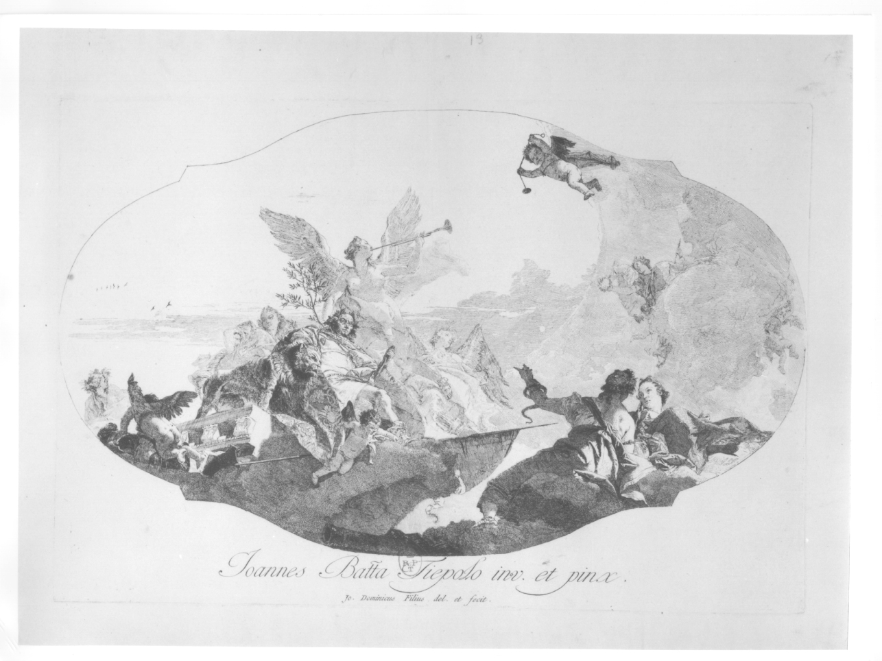 Allegoria di casa Barbaro, allegoria di casa Barbaro (stampa) di Tiepolo Giovanni Battista, Tiepolo Gian Domenico (terzo quarto sec. XVIII)