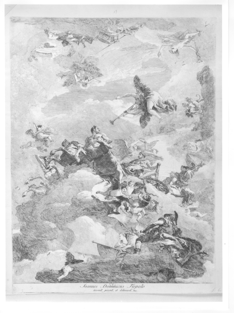 L'apoteosi di Ercole, Apoteosi di Ercole (stampa smarginata) di Tiepolo Gian Domenico (terzo quarto sec. XVIII)