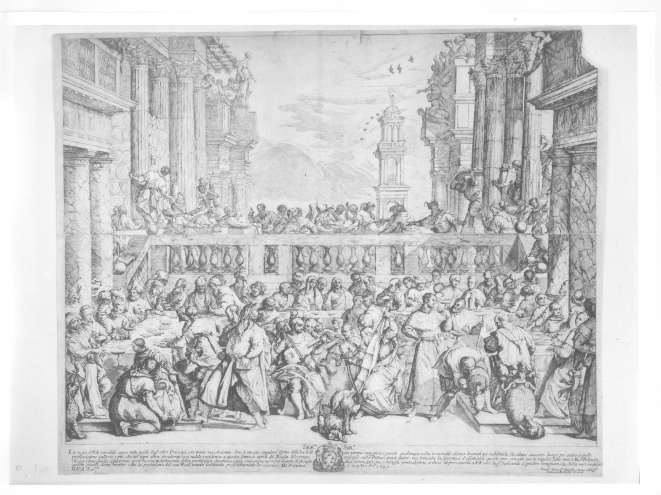 Le nozze di Cana, nozze di Cana (stampa smarginata, stampa composita) di Caliari Paolo detto Paolo Veronese, Vanni Giovan Battista (secondo quarto sec. XVII)