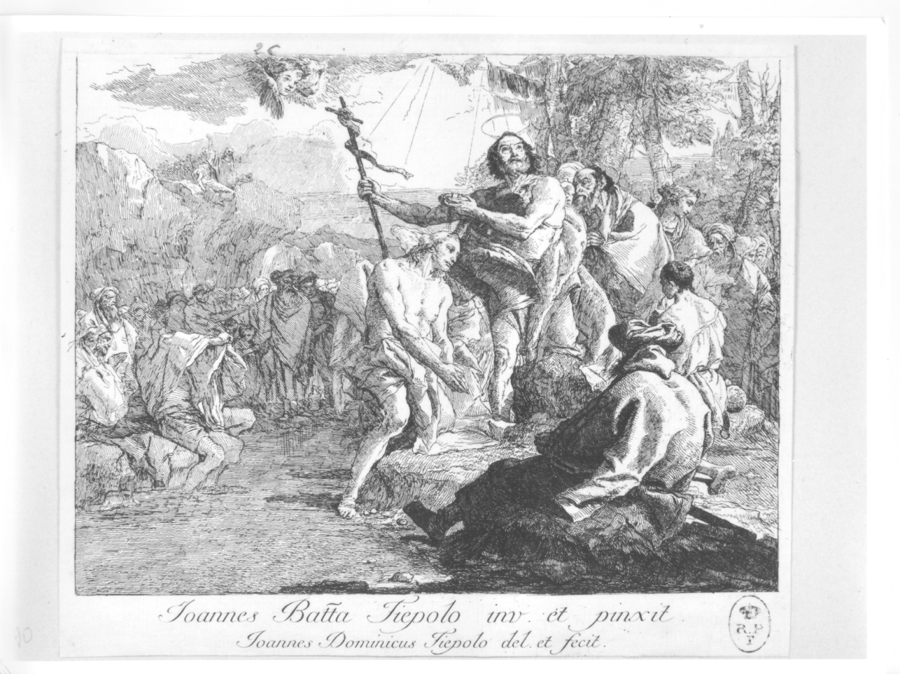 Il battesimo di Gesù Cristo, battesimo di Cristo (stampa) di Tiepolo Giovanni Battista, Tiepolo Gian Domenico (terzo quarto sec. XVIII)