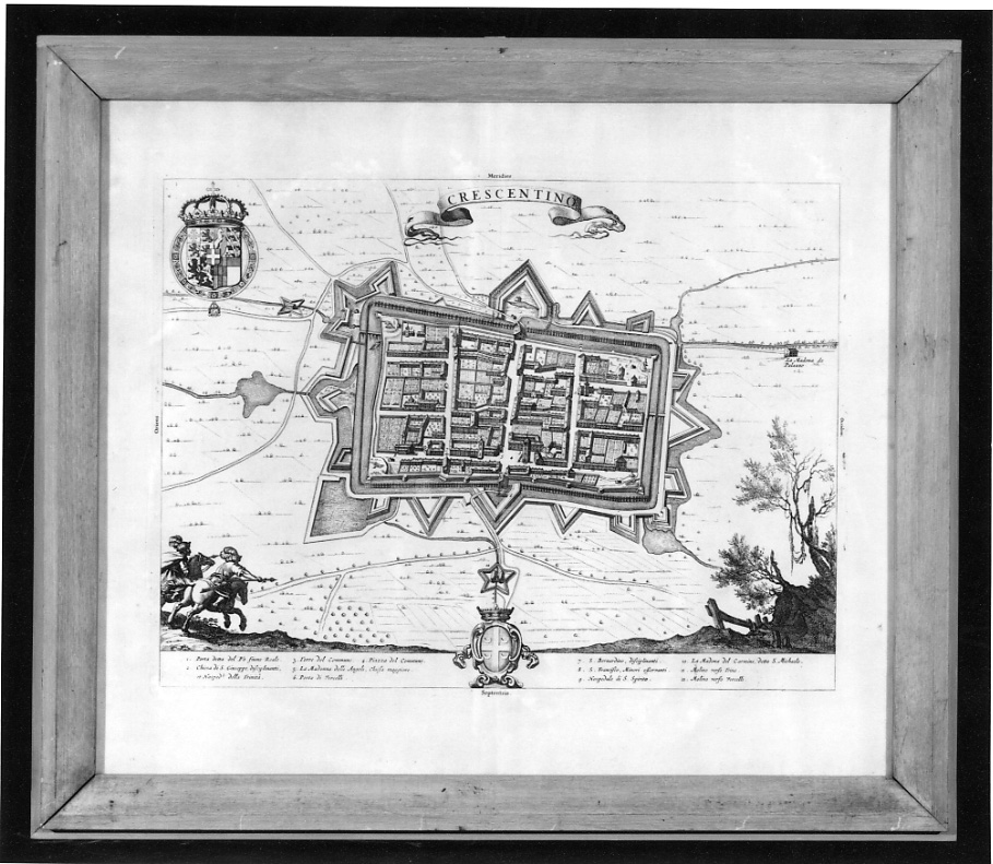 veduta di Crescentino (stampa, elemento d'insieme) - ambito piemontese (?) (ultimo quarto sec. XVII)