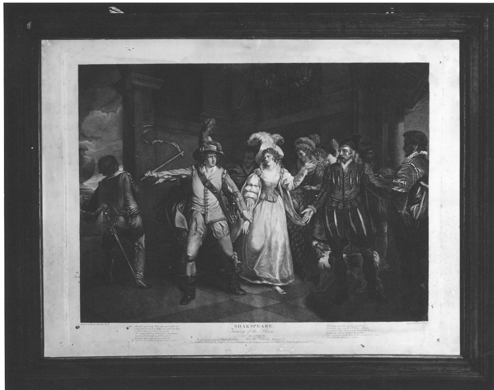scena da La bisbetica domata di Shakespeare (stampa) di Wheatley Francis, Simon Jean Pierre (fine sec. XVIII)