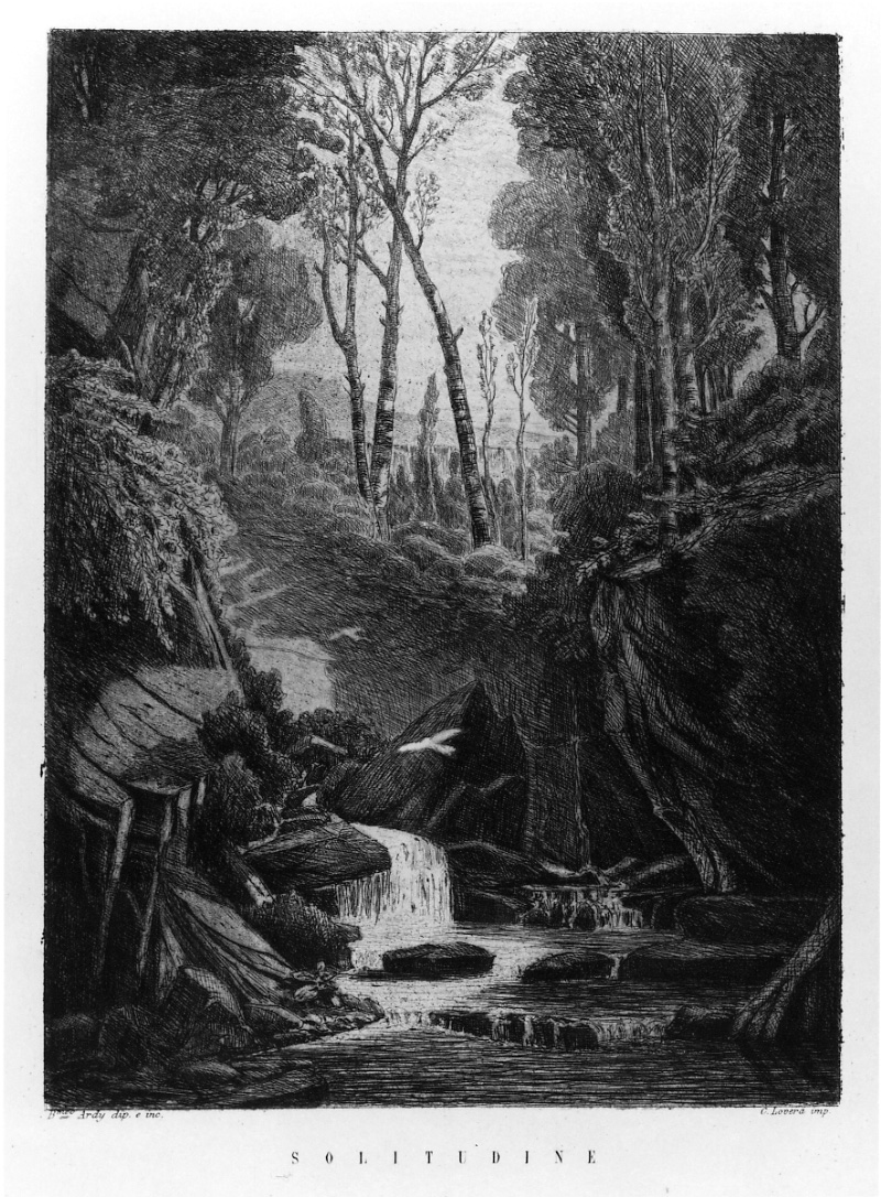 paesaggio con ruscello (stampa) di Ardy Bartolomeo (terzo quarto sec. XIX)