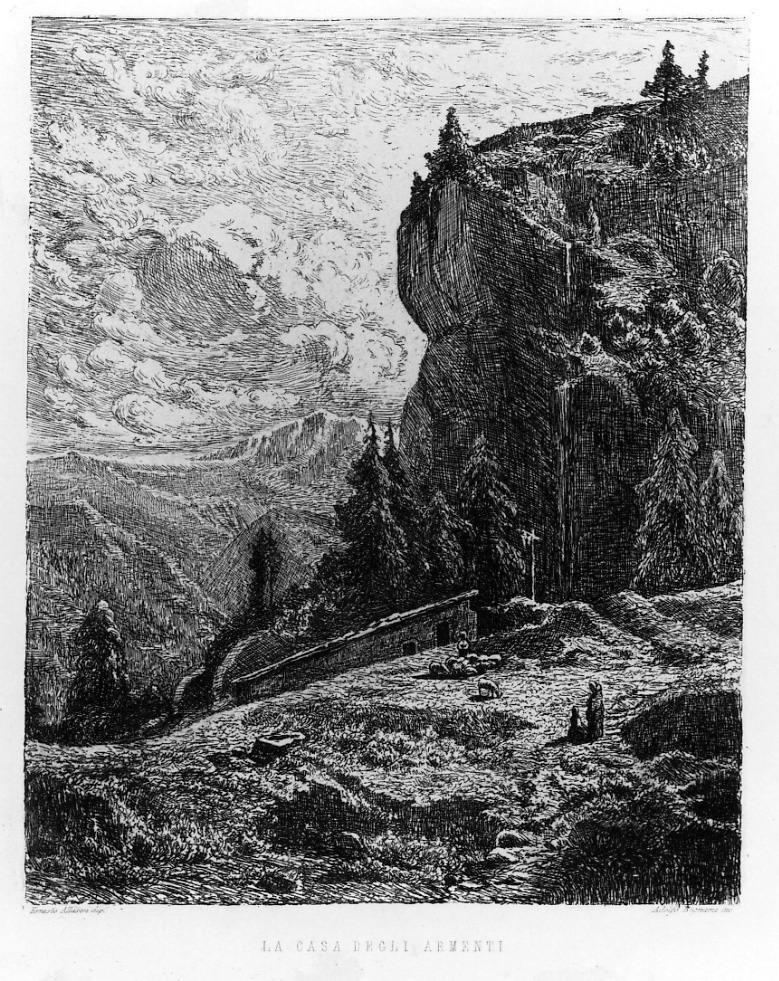 paesaggio montano (stampa) di Allason Ernesto, Bignami Adolfo (terzo quarto sec. XIX)