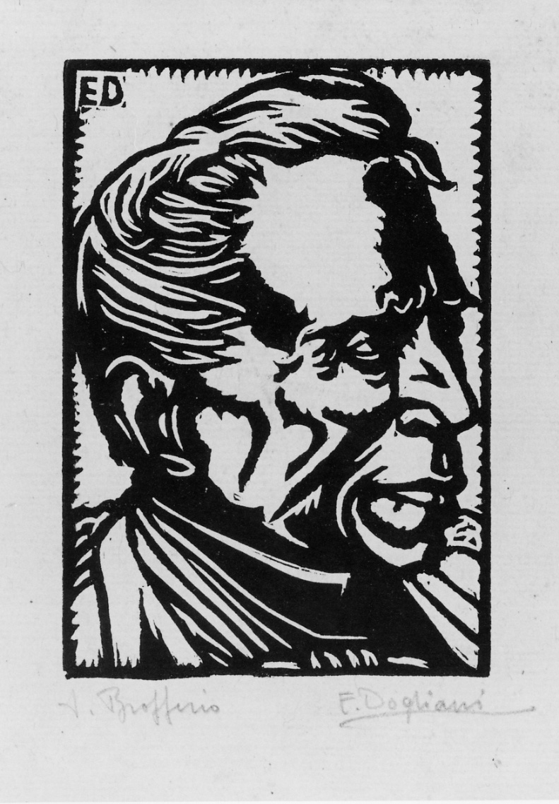 ritratto a mezzo busto di Angelo Brofferio (stampa) di Dogliani Ercole (prima metà sec. XX)