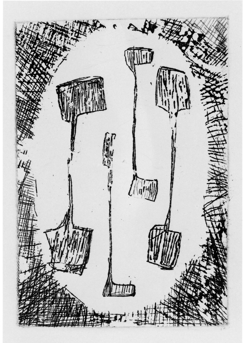 composizione astratta (stampa) di Rama Carol (metà sec. XX)