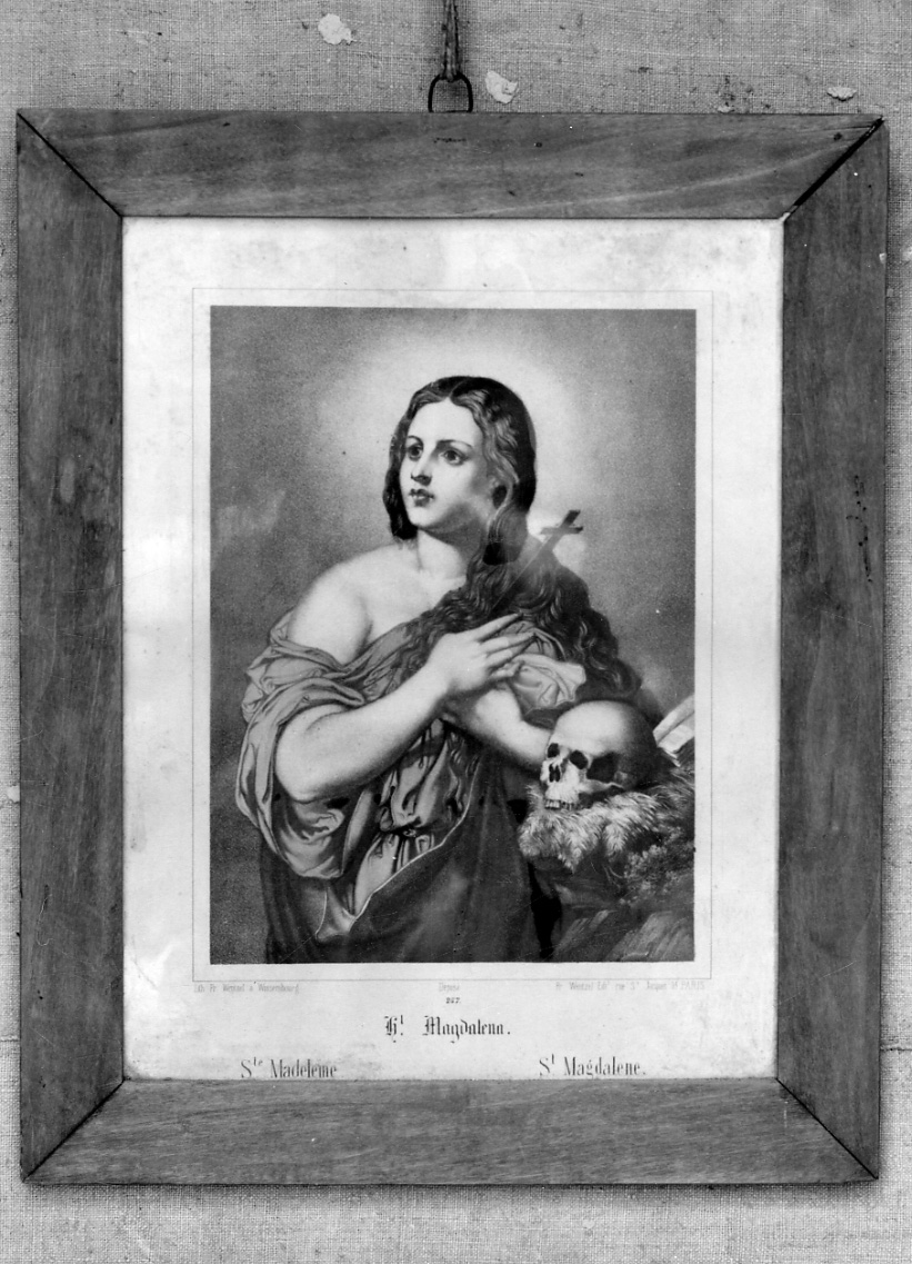Santa Maria Maddalena penitente (stampa colorata a mano) - ambito francese (inizio sec. XX)