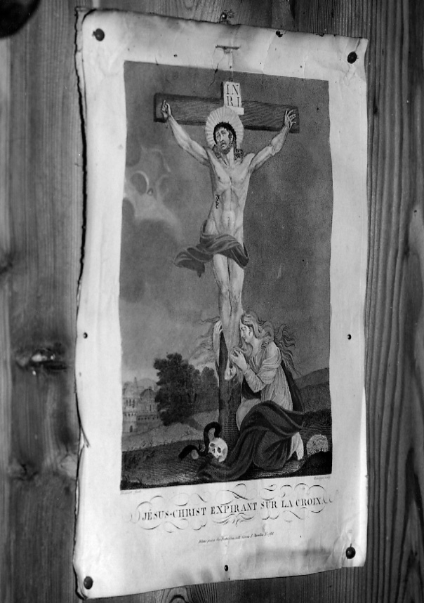 Santa Maria Maddalena ai piedi di Gesù crocifisso (stampa) di Blaisot Eugène, Lavaggi (primo quarto sec. XIX)