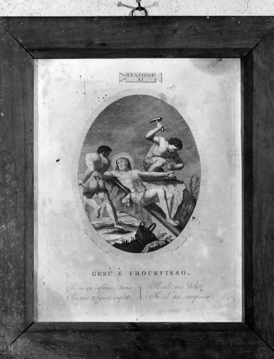 stazione XI: Gesù inchiodato alla croce (stampa, elemento d'insieme) di Agricola Luigi, Canali Gaetano (metà sec. XIX)