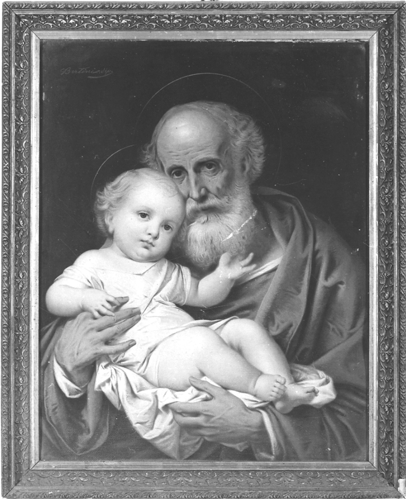San Giuseppe e Gesù Bambino (stampa a colori) di Bertini Giuseppe (attribuito) (seconda metà sec. XIX)
