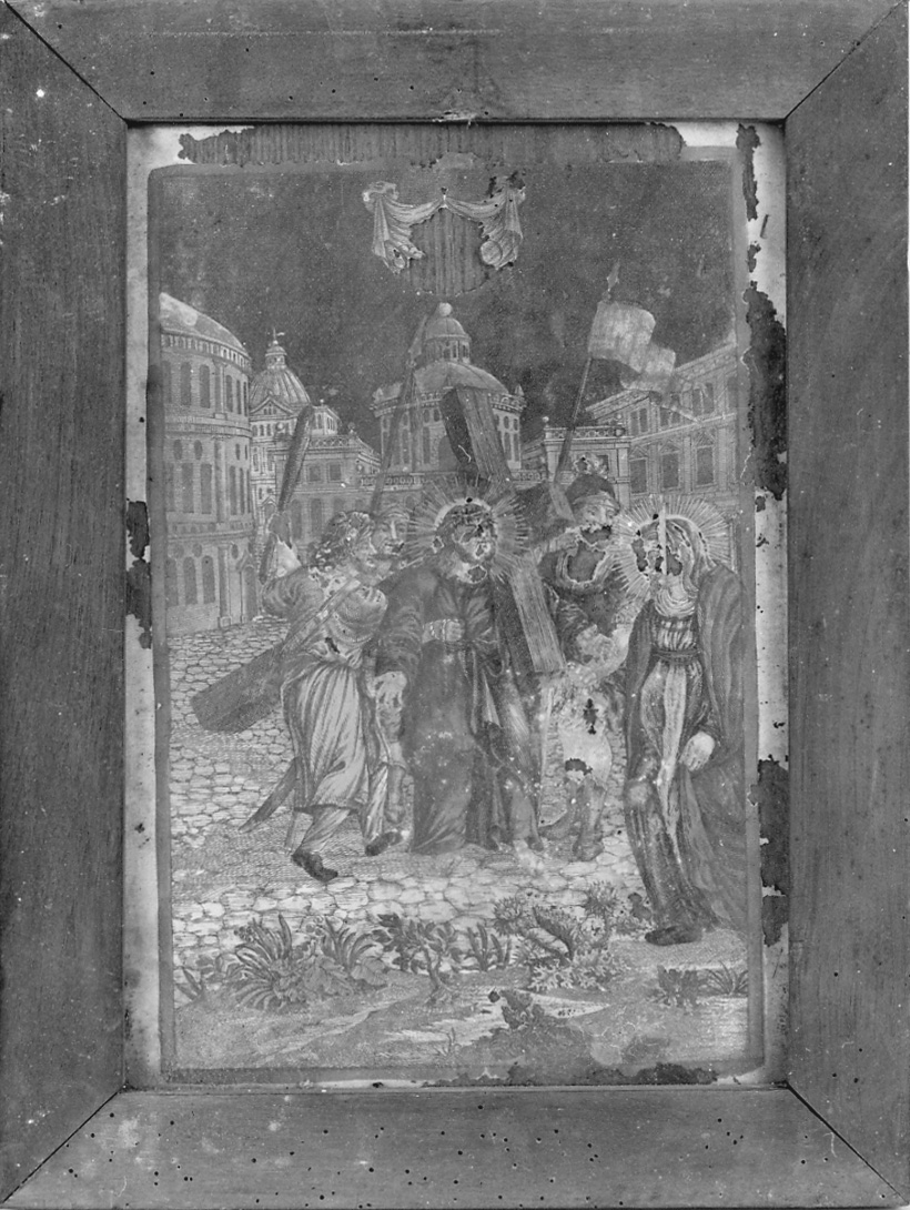 stazione II: Gesù caricato della croce (stampa, elemento d'insieme) di Frehlig (seconda metà sec. XVIII)