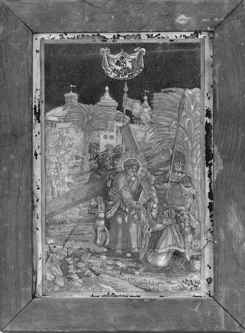 stazione VI: Gesù asciugato dalla Veronica (stampa, elemento d'insieme) di Frehlig (seconda metà sec. XVIII)