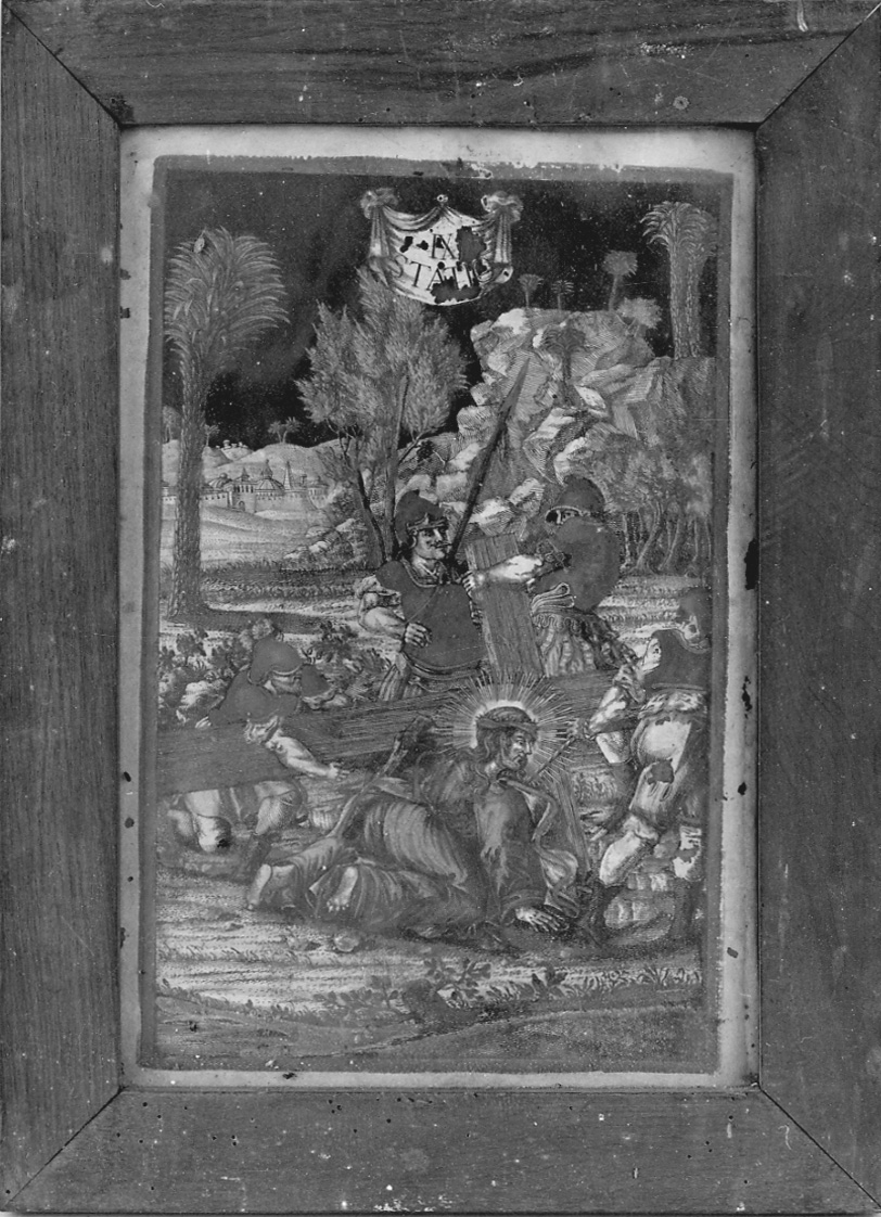 stazione IX: Gesù cade sotto la croce la terza volta (stampa, elemento d'insieme) di Frehlig (seconda metà sec. XVIII)