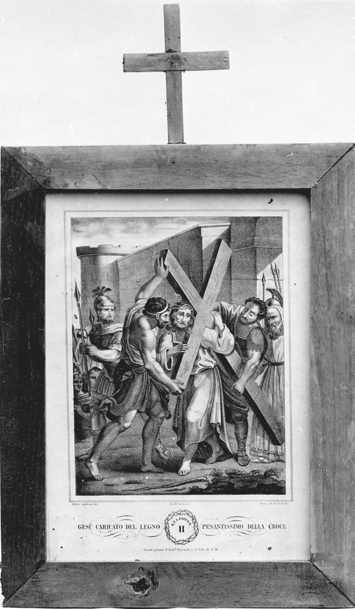 stazione II: Gesù caricato della croce (stampa, elemento d'insieme) di Seghesio Felice, Festa Demetrio (sec. XIX)
