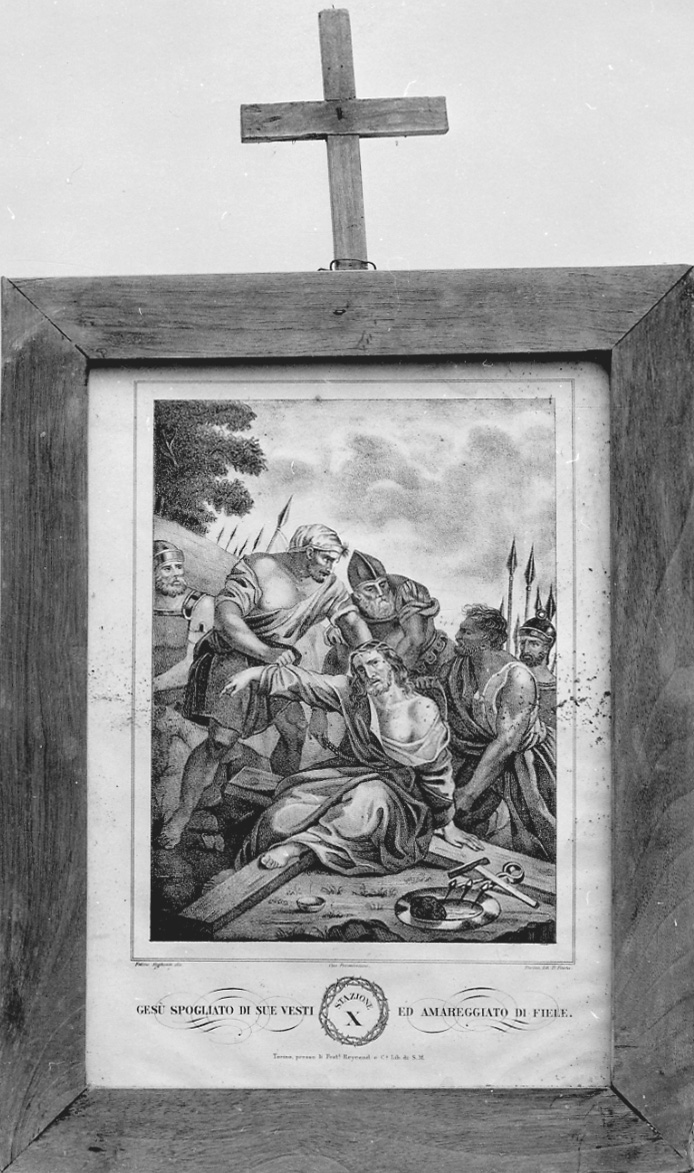 stazione X: Gesù spogliato e abbeverato di fiele (stampa, elemento d'insieme) di Seghesio Felice, Festa Demetrio (sec. XIX)