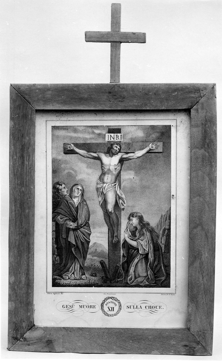 stazione XII: Gesù innalzato e morto in croce (stampa, elemento d'insieme) di Seghesio Felice, Festa Demetrio (sec. XIX)