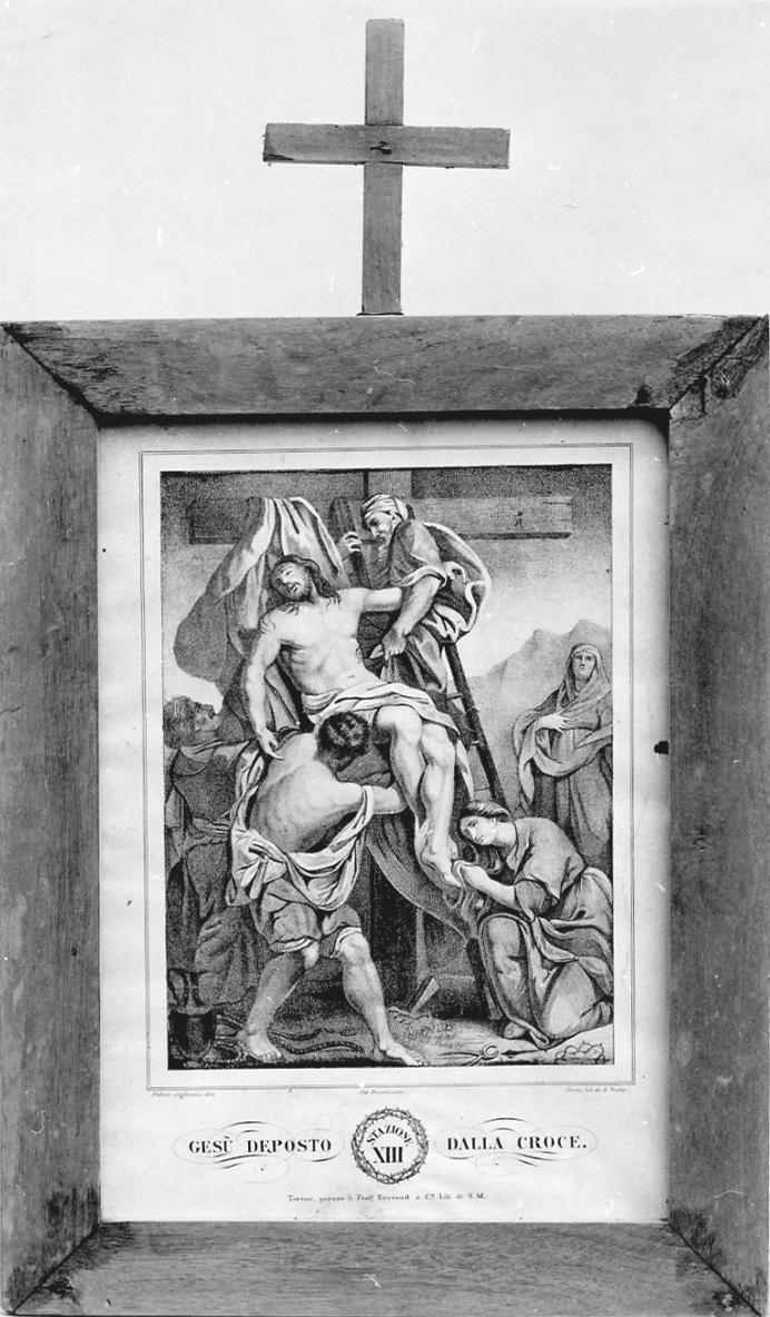 stazione XIII: Gesù deposto dalla croce (stampa, elemento d'insieme) di Seghesio Felice, Festa Demetrio (sec. XIX)