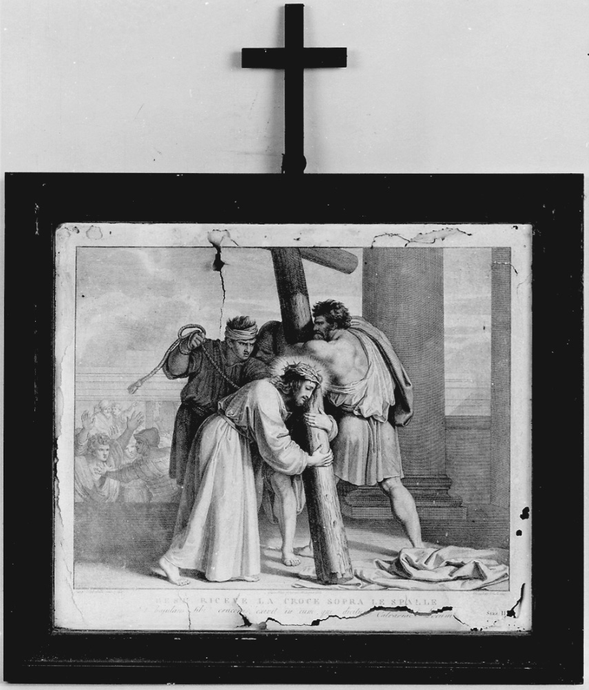 stazione II: Gesù caricato della croce (stampa, elemento d'insieme) di Sabatelli Luigi, Pera Giuseppe, Cecchi Giovanni Battista (sec. XIX)