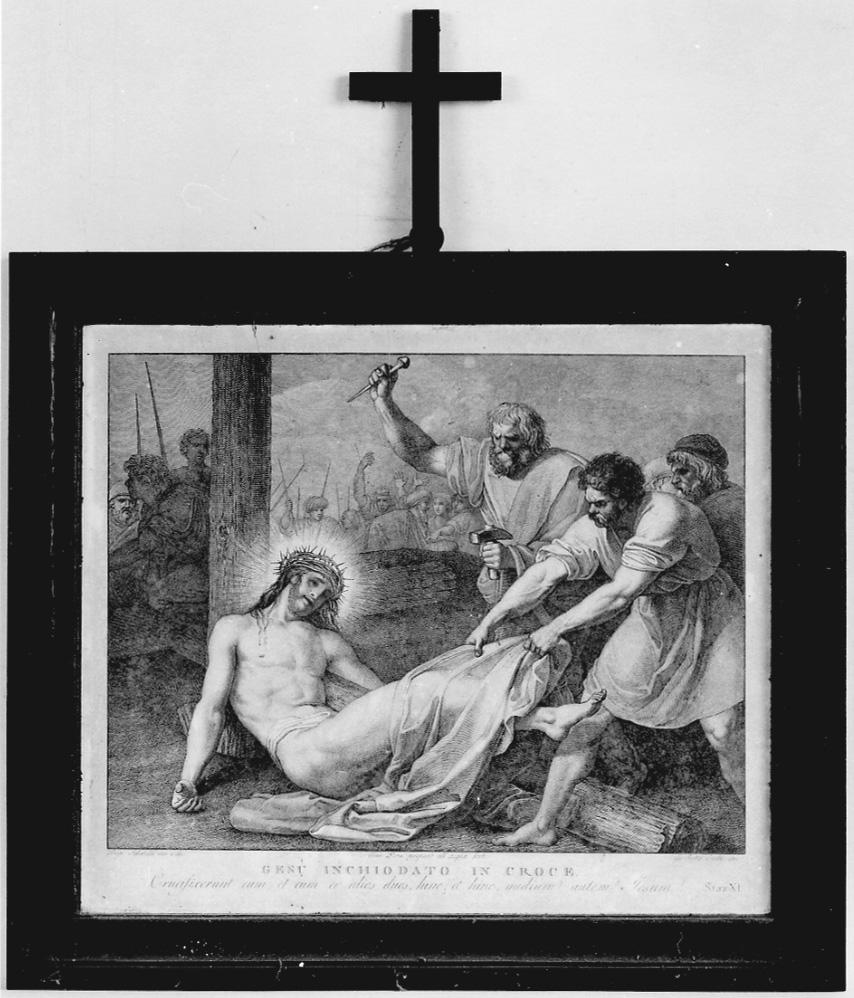 stazione XI: Gesù inchiodato alla croce (stampa, elemento d'insieme) di Sabatelli Luigi, Pera Giuseppe, Cecchi Giovanni Battista (sec. XIX)