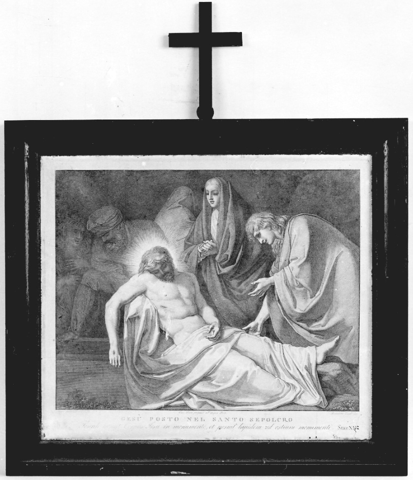 stazione XIV: Gesù deposto nel sepolcro (stampa, elemento d'insieme) di Sabatelli Luigi, Pera Giuseppe, Cecchi Giovanni Battista (sec. XIX)