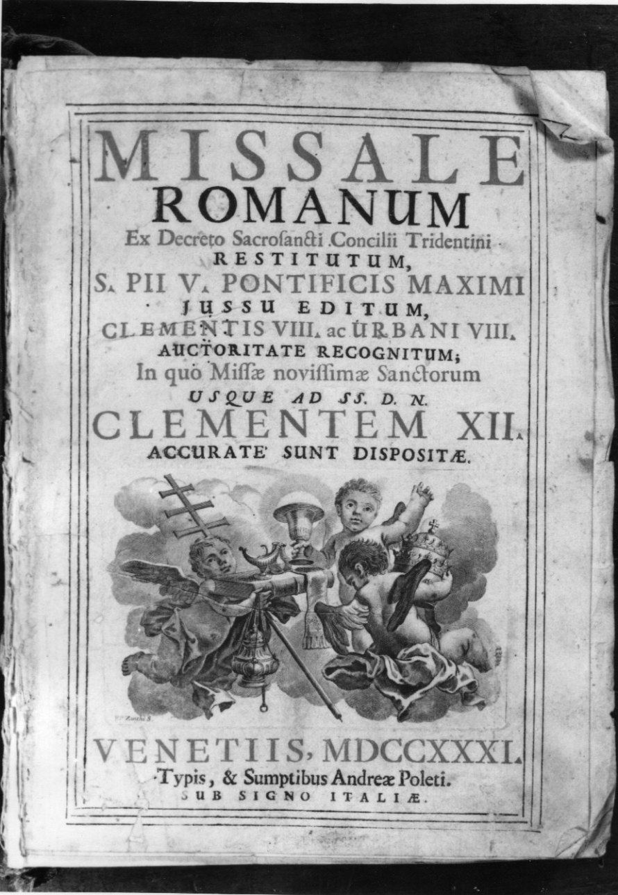 angeli con simboli e oggetti liturgici (stampa) di Zucchi Francesco (secondo quarto sec. XVIII)