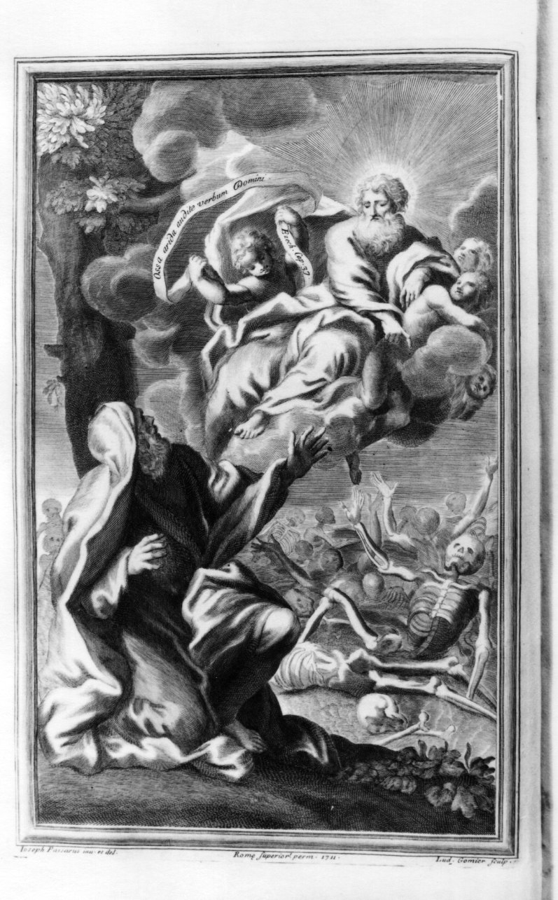 Ezechiele ha la visione della valle delle ossa inaridite (stampa) di Gomier Louis, Passeri Giuseppe (secondo quarto sec. XVIII)
