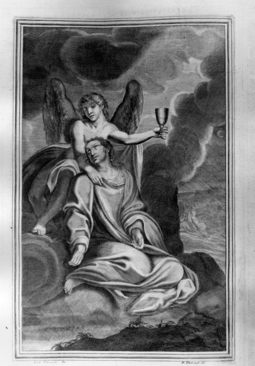 orazione di Cristo nell'orto di Getsemani (stampa) di Carracci Ludovico, Thiboust Benoit (secondo quarto sec. XVIII)