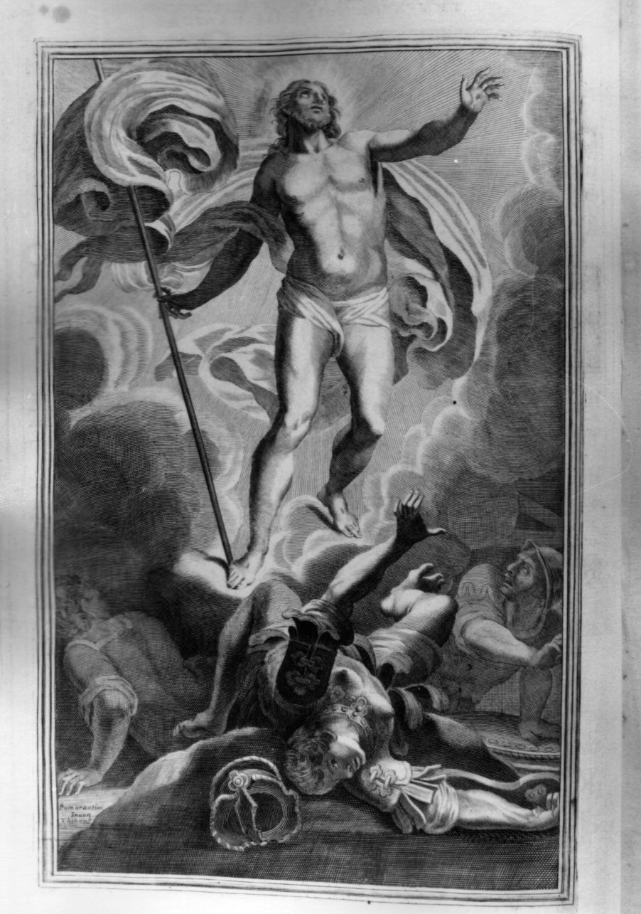 resurrezione di Cristo (stampa) di Roncalli Cristoforo detto Pomarancio, Thiboust Benoit (secondo quarto sec. XVIII)