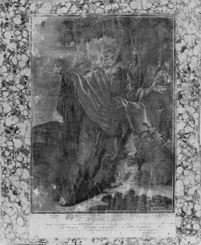 San Pietro Apostolo (stampa colorata a mano) - ambito francese (prima metà sec. XVIII)