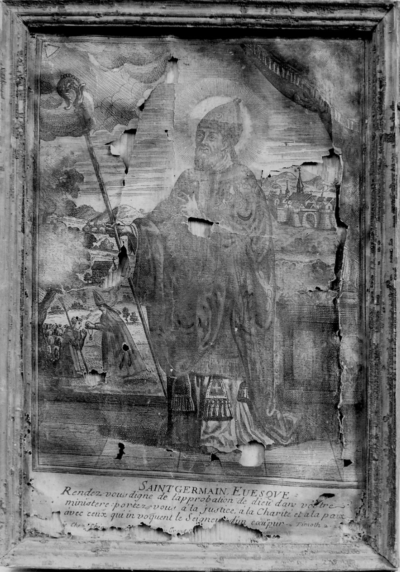 San Germano (stampa colorata a mano) - ambito francese (sec. XVIII)