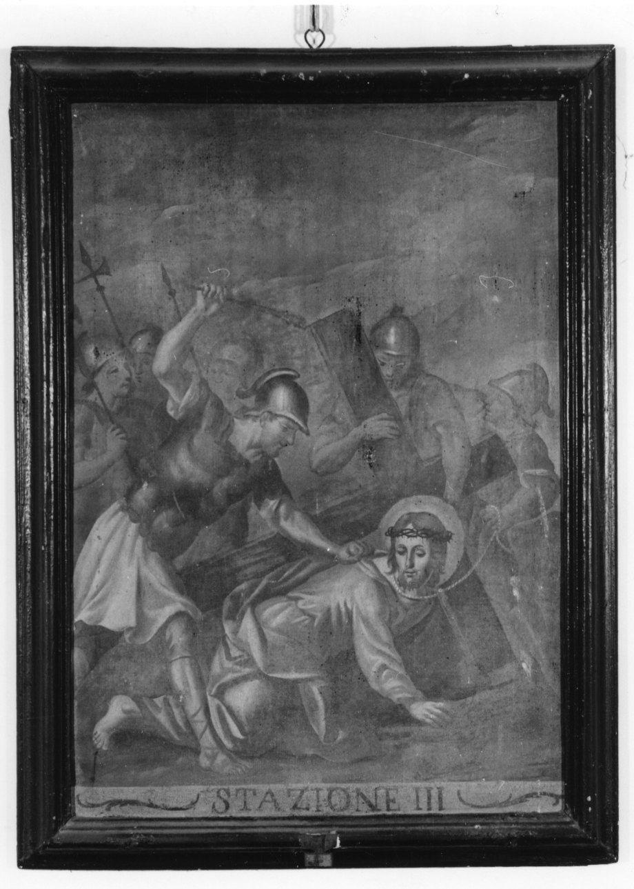 stazione III: Gesù cade sotto la croce la prima volta (dipinto) - ambito piemontese (ultimo quarto sec. XVIII)