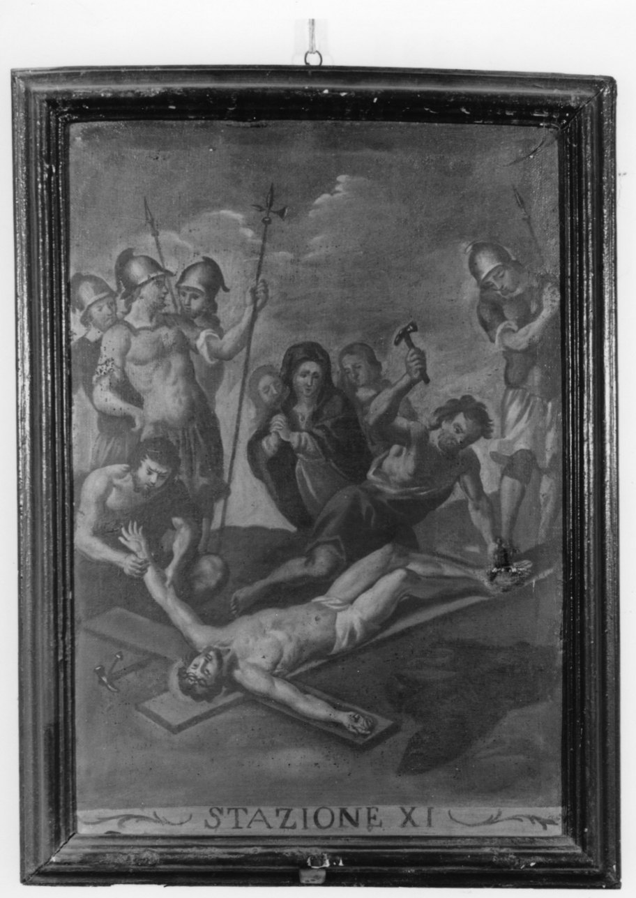 stazione XI: Gesù inchiodato alla croce (dipinto) - ambito piemontese (ultimo quarto sec. XVIII)