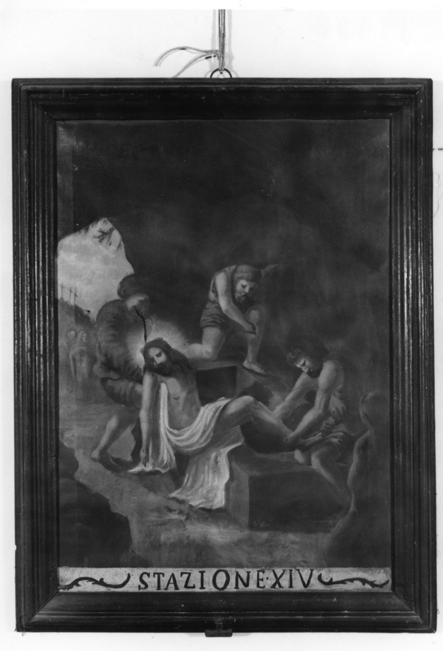 stazione XIV: Gesù deposto nel sepolcro (dipinto) - ambito piemontese (terzo quarto sec. XIX)
