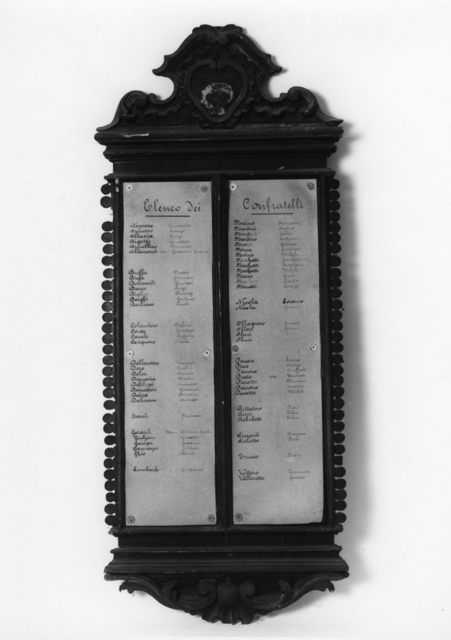 tabella di confraternita, opera isolata - bottega piemontese (sec. XVIII)