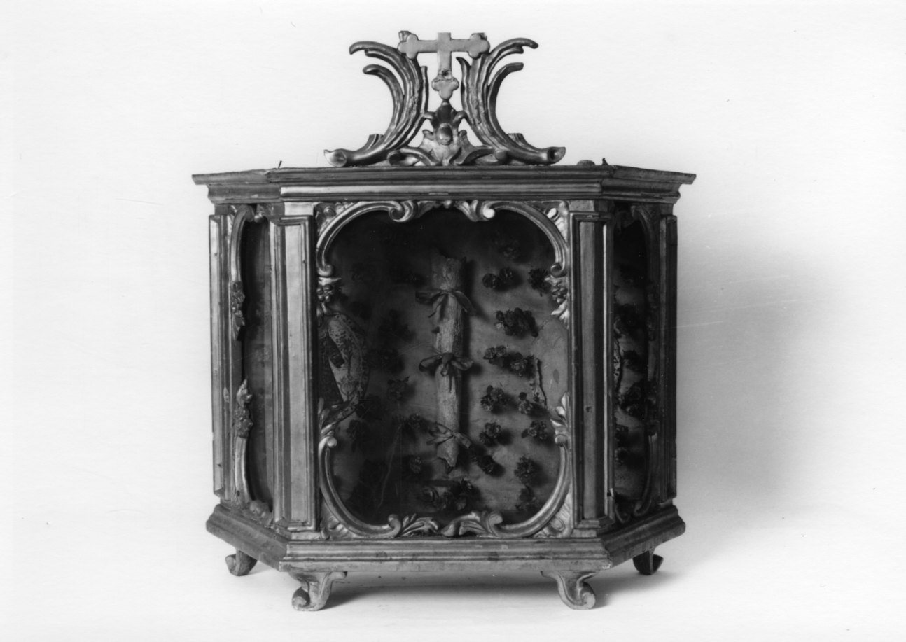 reliquiario a teca - a urna, opera isolata - bottega piemontese (seconda metà sec. XVIII)