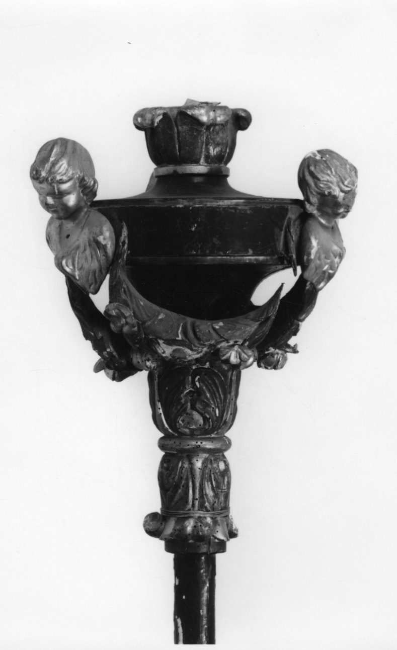 candelabro portatile, opera isolata - bottega piemontese (secc. XVIII/ XIX)