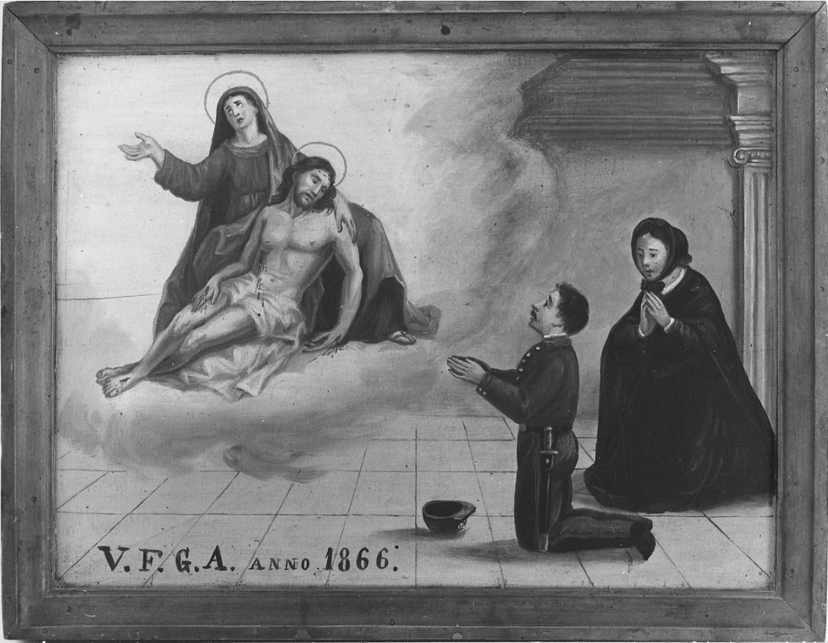 Intervento della Madonna Addolorata per protezione (ex voto, opera isolata) - ambito cuneese (terzo quarto sec. XIX)