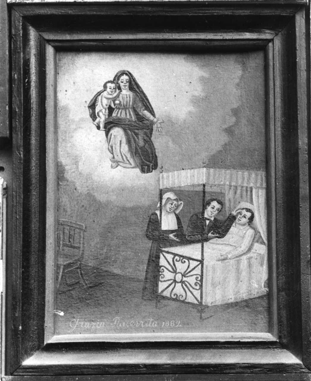 Intervento della Madonna per guarigione (ex voto, opera isolata) - ambito piemontese (ultimo quarto sec. XIX)
