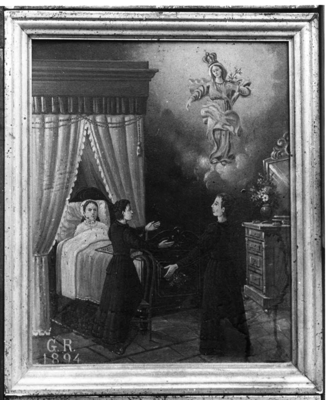 Intervento della Madonna per guarigione (ex voto, opera isolata) - ambito piemontese (fine sec. XIX)