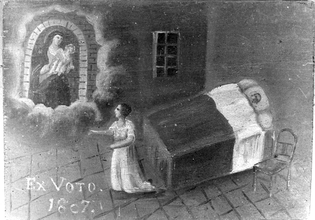 Intervento della Madonna per guarigione (ex voto, opera isolata) - ambito piemontese (inizio sec. XIX)