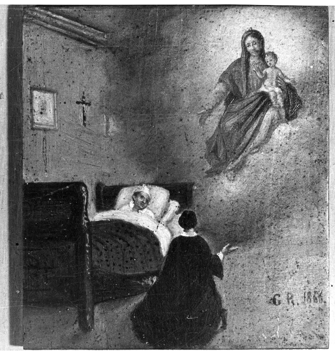 Intervento della Madonna per guarigione (ex voto, opera isolata) - ambito piemontese (terzo quarto sec. XIX)