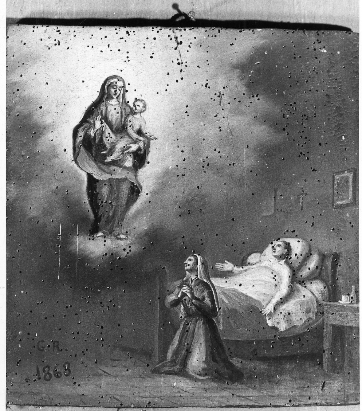 Intervento della Madonna per guarigione (ex voto, opera isolata) - ambito piemontese (terzo quarto sec. XIX)